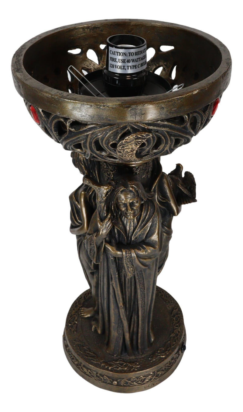 Triple Goddess Maiden Mother Crone Triune Oracle Sculptural Globe Table Lamp