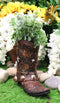 Rustic Western Texas Star Cowboy Boot Spur Faux Leather Wine Holder Floral Vase