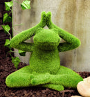 Ebros Meditating Yoga Frog Garden Statue in Flocked Artificial Moss Finish