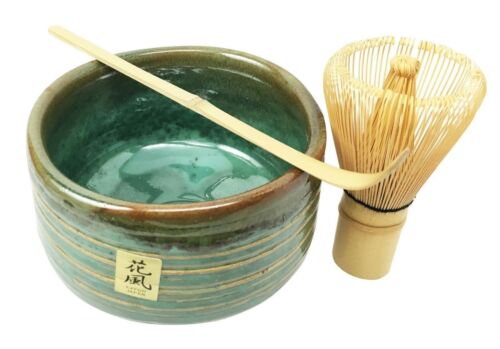 Japanese Traditional Tea Ceremony Matcha Set With Bowl Wooden Whisk And Scoop