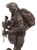 Large Military War Parachutist Soldier Paratrooper Carrying Rifle Statue 12.75"H