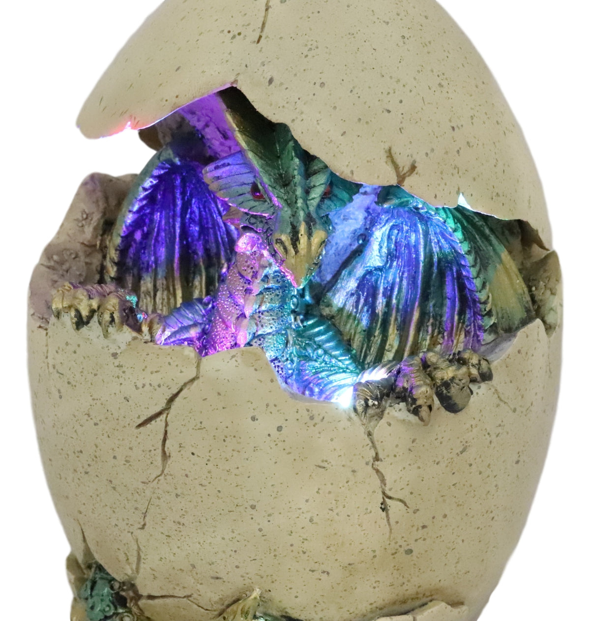 Emerging Green Dragon Egg Hatchling With Colorful LED Night Light Figurine Decor - Ebros Gift