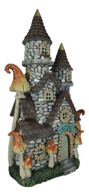 Fairy Garden LED Light Up Castle Stone House With Tall Tower Roofs Figurine