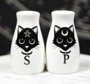 Wicca Magic Sacred Cats Pentacle Crescent Moon Ceramic Salt n Pepper Shakers Set