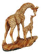 Safari Giraffe Family Statue 6.75"H Faux Wood Resin Giraffe Mother And Calf