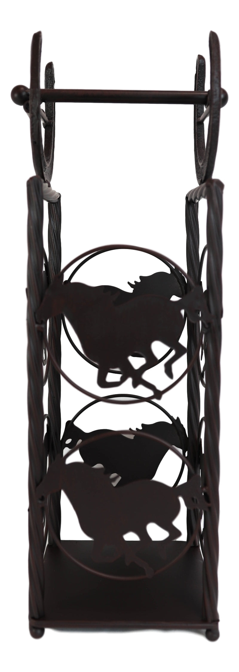 Cast Iron Western Rustic Horse And Horseshoes Toilet Paper Holder Stand Station