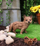 Ebros Realistic Faux Driftwood Finish Snooping Baby Fox Cub Resin Statue 10.5" L