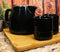 Ebros Midnight Black Contemporary Ceramic 20oz Tea Pot With 2 Cups And Bamboo Tray Set