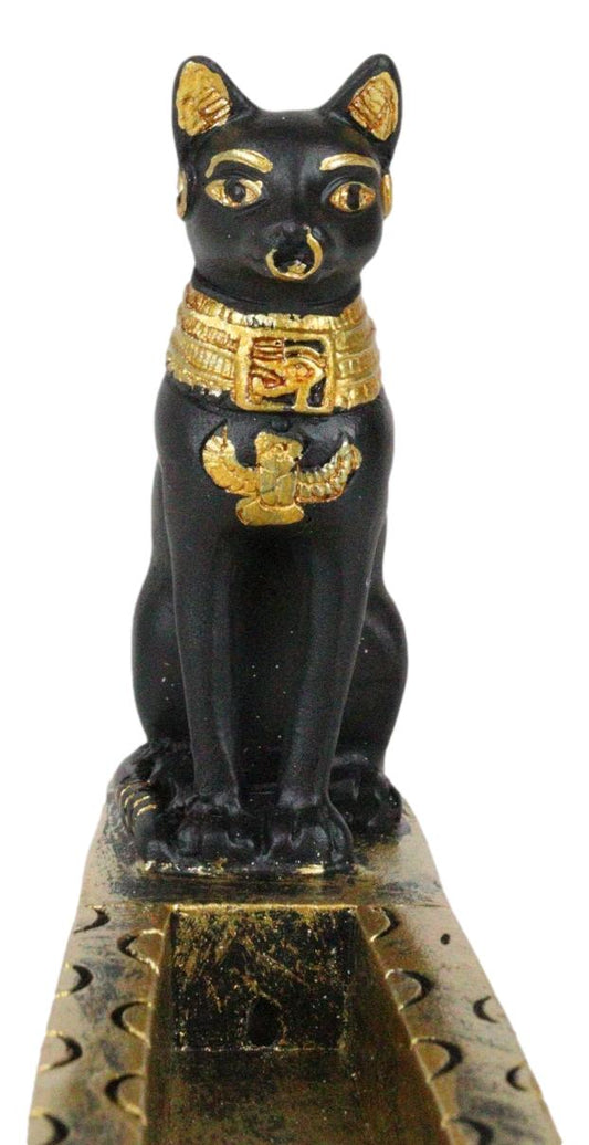Egyptian Goddess of Protection Bastet Cat Deity Hieroglyphic Incense Holder