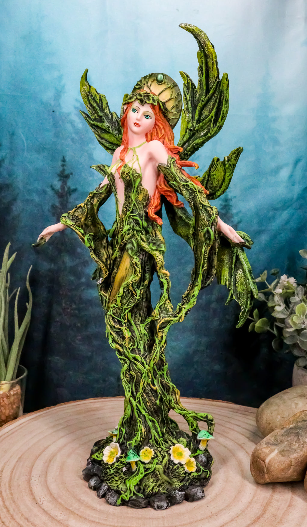 Ebros Elemental Earth Gaia Forest Green Fairy Statue Decorative Figurine 12.25"H