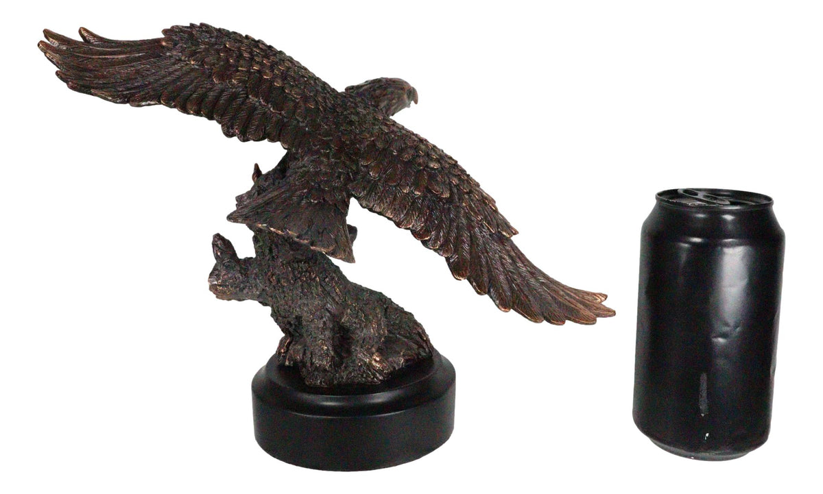 13" H King of The Skies Patriotic Bald Eagle Swooping On Prey Figurine With Base