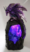 Purple Azure Quartz Dragon On Gemstone Mountain Backflow Incense Burner Figurine