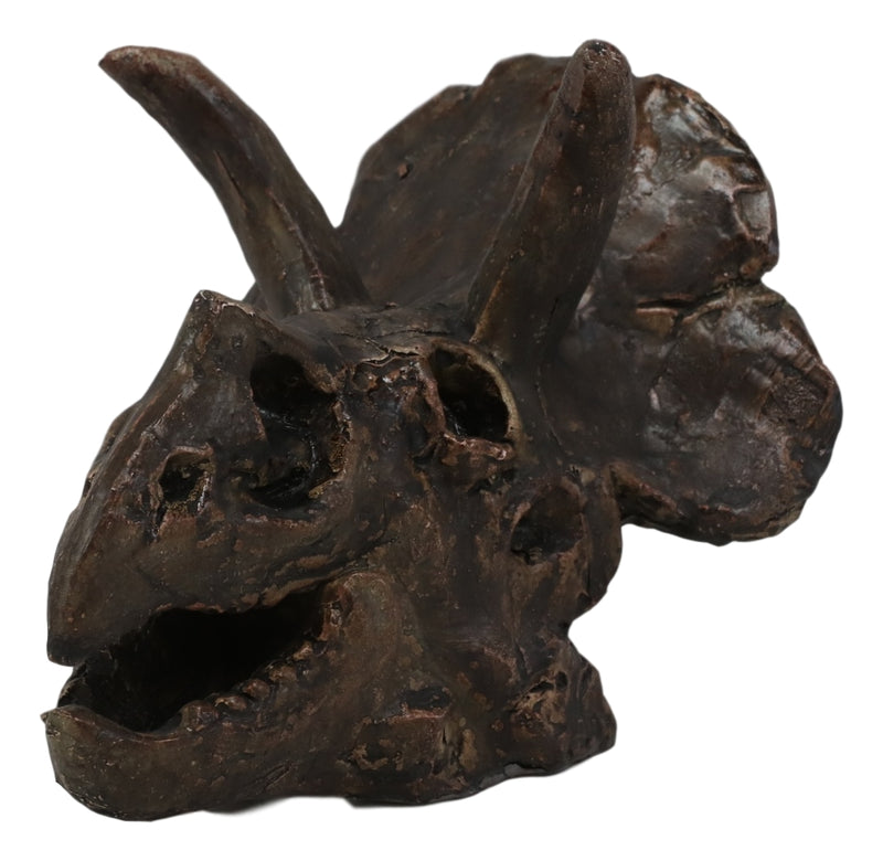 Faux Taxidermy Replica Triceratops Dinosaur Head Fossil Small Skull Figurine