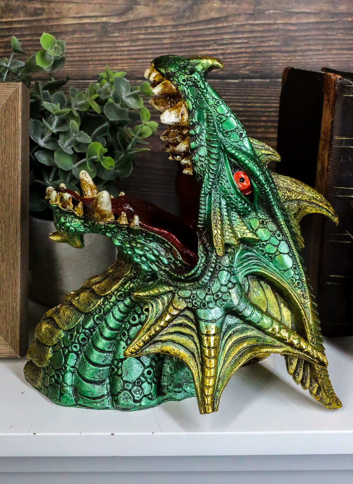 Ebros Green Grendel Dragon Head Wine Bottle Holder Serpent Of Fire Decorative Figurine - Ebros Gift