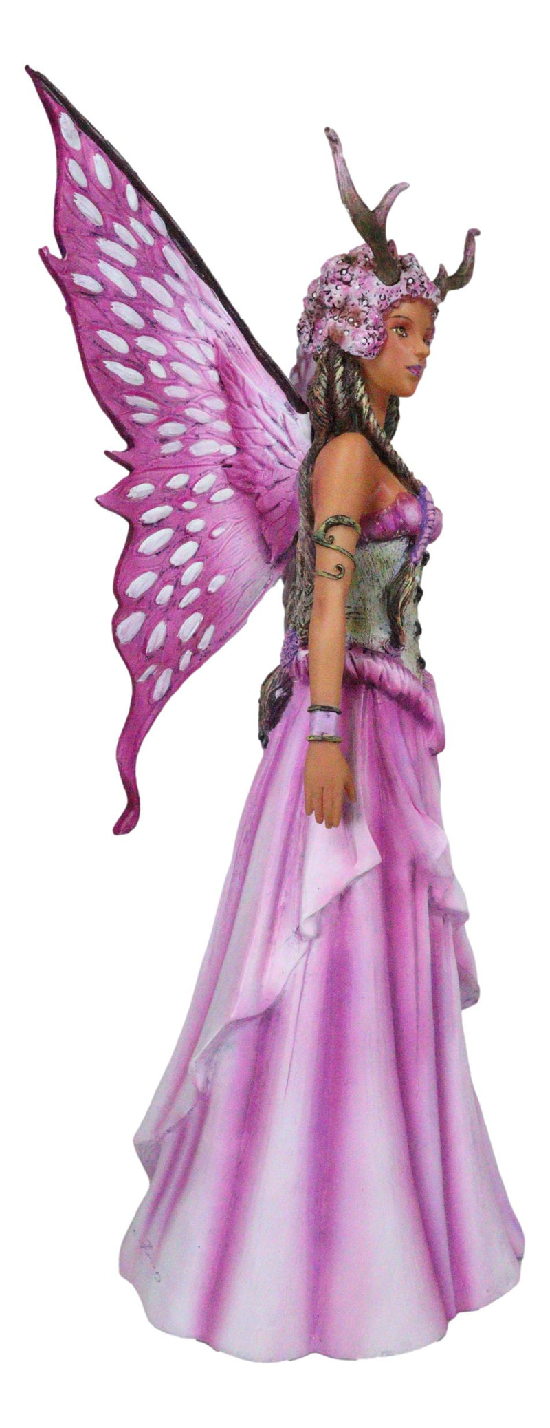 Amy Brown Pink Butterfly Winged Bloom Tribal Fairy With Stag Antlers Statue