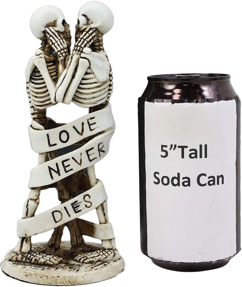Ebros Skeleton Couple Kissing Wrapped by Censoring Ribbon Figurine 6.75" Tall