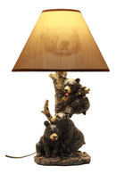 Ebros Whimsical Climbing Black Bear Cubs Table Lamp Statue Decor With Bear Face Shade