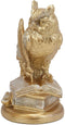 Ebros Golden Owl Of Bibliography Figurine Wisdom Of The Woods Wise Great Horned Owl With a Pen Feather Writing On A Stack Of Scholarly Books Collectible Statue With Glitters Accent Decor Of Owls Theme