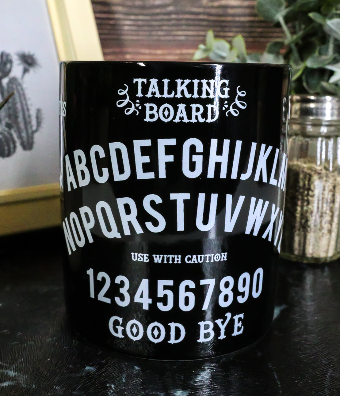 Pack Of 2 Black Wicca Occult Magic Spirit Talking Board Porcelain Coffee Mugs