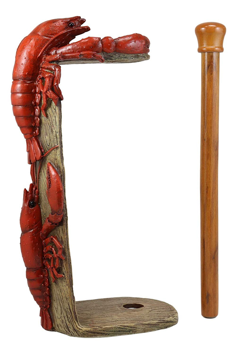 Ebros Gift Rustic Southwestern Cajun Creole Climbing Crawfishes Kitchen Dining Paper Towel Holder 14.5" High Home Accent Crawfish Crayfish Small Lobster Western Decorative Figurine