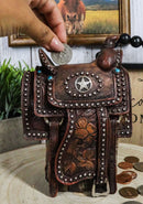 Rustic Western Cowboy Horse Saddle Lone Star Money Coin Savings Piggy Bank