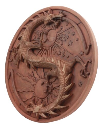 Ebros Maxine Miller Double Dragon Alchemy in Robust Yin Yang Astrology Wall Plaque