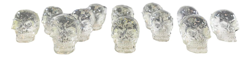 Ebros Pack Of 12 Clear Translucent Witching Hour Gazing Skull Miniature Figurines 1"H