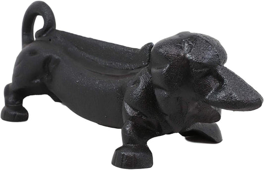 Ebros Cast Iron Rustic Black Sausage Dachshund Dog Boot Cleaner Scraper Weathered Outdoor Patio Backyard Entrance Accent Statue 12.75" Long for Dirty Shoes Boots Footwear - Ebros Gift