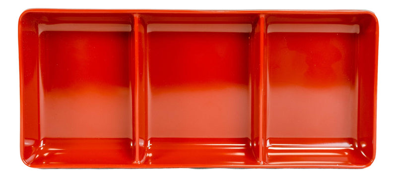 Pack Of 6 Melamine 3 Partition Condiments BBQ Oil Soy Sauce Dipping Bowls Dishes