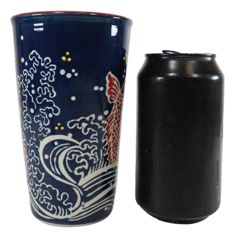 Red Koi Fish In River Waters Ceramic Travel Mug Cup 12oz With Lid Hot Or Cold
