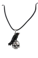 Ebros Infected Red Eyed Raven On Skull Pendant Jewelry Necklace Lead Free Pewter