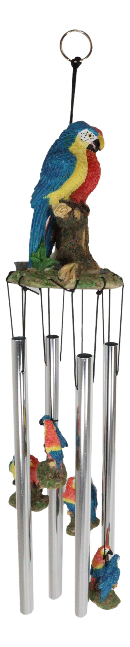 Red and Blue Scarlet Macaw Parrots Couple Resonant Relaxing Wind Chime Patio