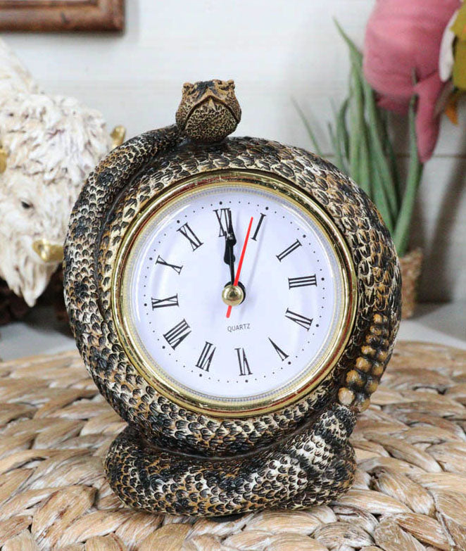 Reptile Coiled Diamondback Rattlesnake Serpent Desktop Table Clock Fig ...