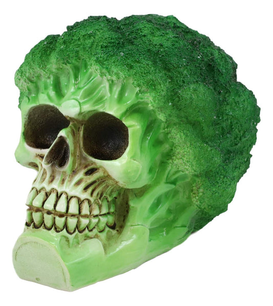 Ebros Green Vegetable Produce Sprouting Broccoli Skull Statue 6.25" Long - Ebros Gift