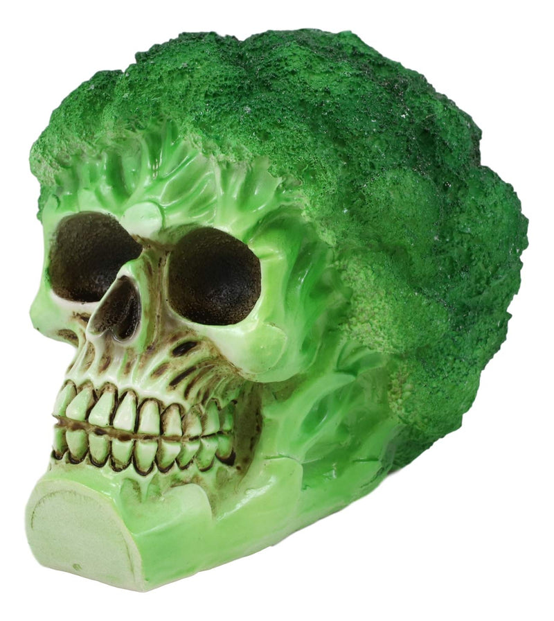 Ebros Green Vegetable Produce Sprouting Broccoli Skull Statue 6.25" Long