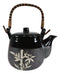 Charcoal Black Japanese Bamboo Grove Ceramic Tea Set Teapot And 4 Cups Drinkware