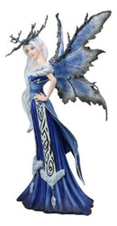 Amy Brown Large Winter Frost Fairy Queen with Crown of Branches Statue Collector