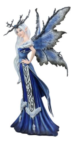 Amy Brown Large Winter Frost Fairy Queen with Crown of Branches Statue Collector