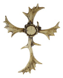 Rustic Wildlife Grand Elk Moose Bone Antlers with Burr Center Wall Cross Decor