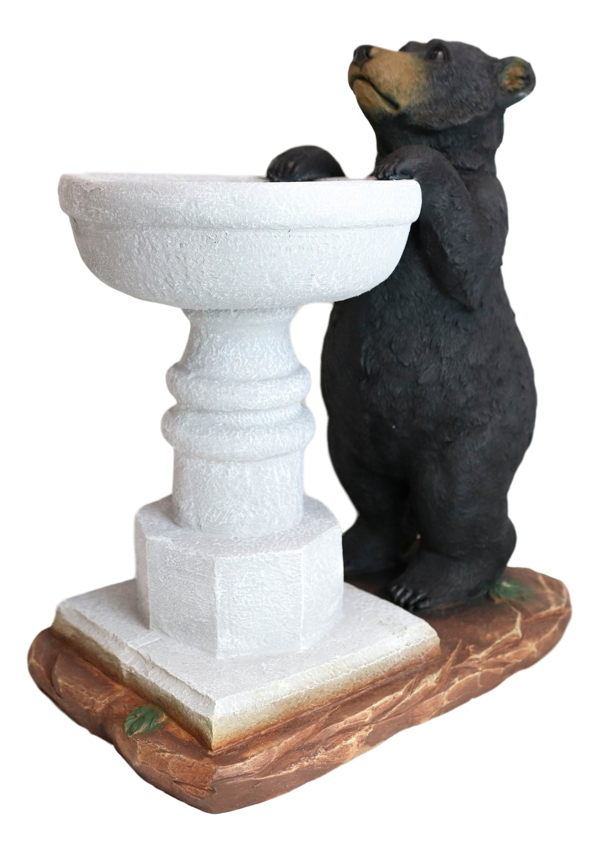 Rustic Black Bear by Wishing Fountain Bird Feeder Or Bath Garden Statue 27"H