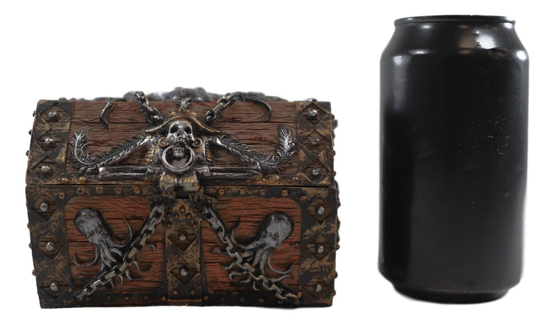 Ebros Kraken Octopus Pirate Haunted Chained Skull Treasure Chest Jewelry Box 5"L