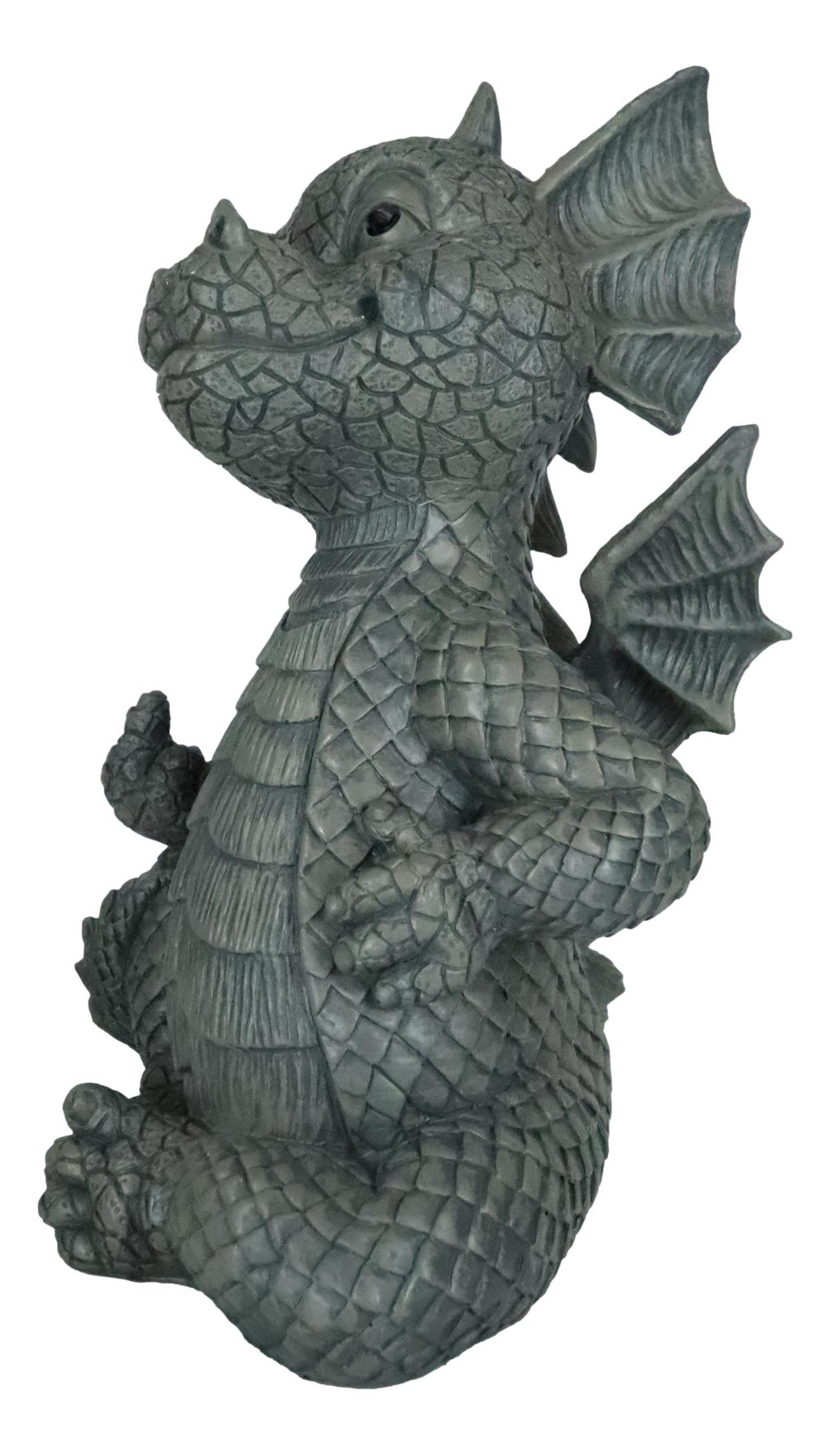 Keep Off Flip The Bird Rude Baby Dragon Sitting Statue 10"H Fairy Garden Decor - Ebros Gift