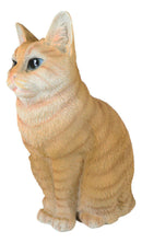 Lifelike Pet Pal Sitting Feline Striped Orange Tabby Cat Statue 12.75"Tall