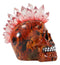 Ebros Colorful LED Light Mohawk Crystal Hair Inferno Red Devil Skull Figurine