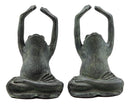 Ebros Aluminum and Resin Whimsical Yoga Frogs Seated in Mountain Pose Bookends Pair Set Statue 6.75" High Garden Pond Frog Toad Themed Decorative Office Study-Room Library Shelves Desktop Figurines