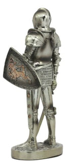 Ebros Medieval Suit Of Armor Statue 7" Tall Valiant Swordsman Brave Lionheart Knight Figurine