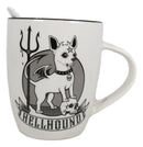Wicca Sacred Hellhound Pentagram Devil Dog Porcelain Mug With Spoon Set 13oz