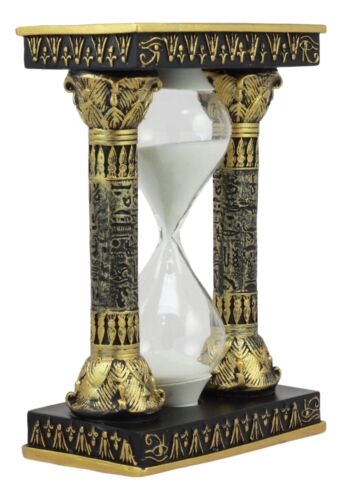 Egyptian Gods Eye Of Horus And Ankh Hieroglyphic Column Sand Timer Statue Decor