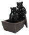 Western Rustic Black Bears Father and Son Family Rowing Canoe Boat Figurine