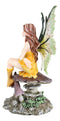 Amy Brown Summer Sunflower Fairy Sitting On Giant Toadstool Mushroom Figurine